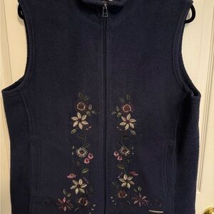 Northern Reflections Dark Blue Floral Embroidered Vest